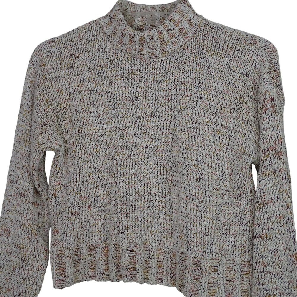 SO Fall Orange Brown Tan High neck Knit Sweater Women Size S Long Sleeve